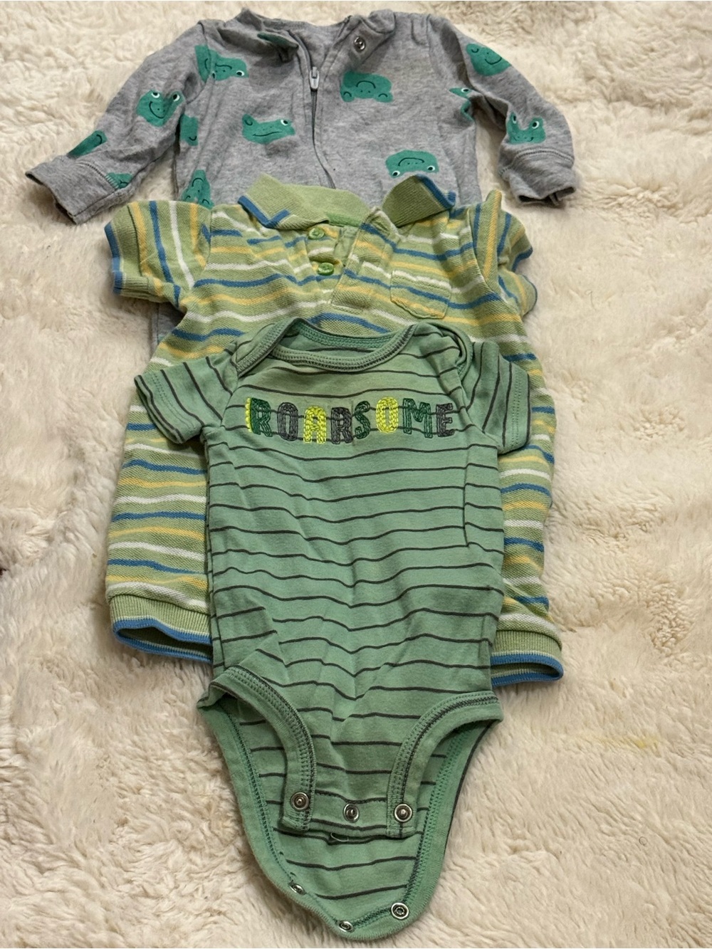 Primark Green Striped Baby Bodysuit Set with 'Handsome' Graphic